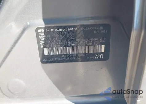 2015 Mitsubishi Mirage De/Rf from USA, damaged, VIN ML32A3HJ7FH059239